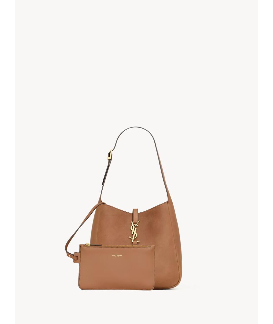 SAINT LAURENT Бежевая кожаная сумка через плечо, фото 2