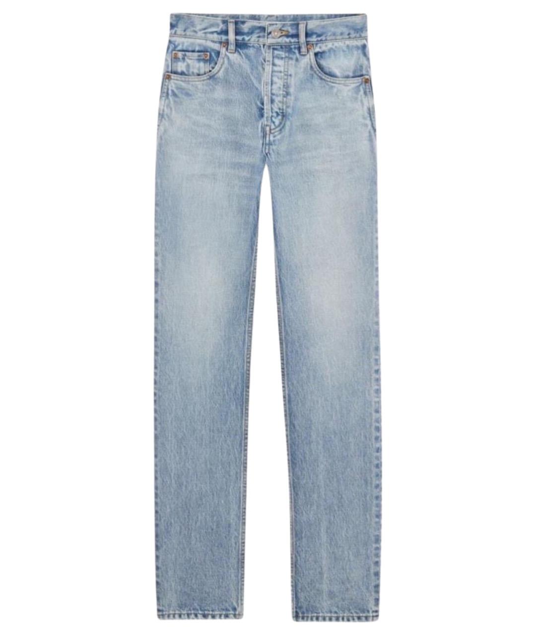 SAINT LAURENT Синие хлопковые прямые джинсы, фото 1