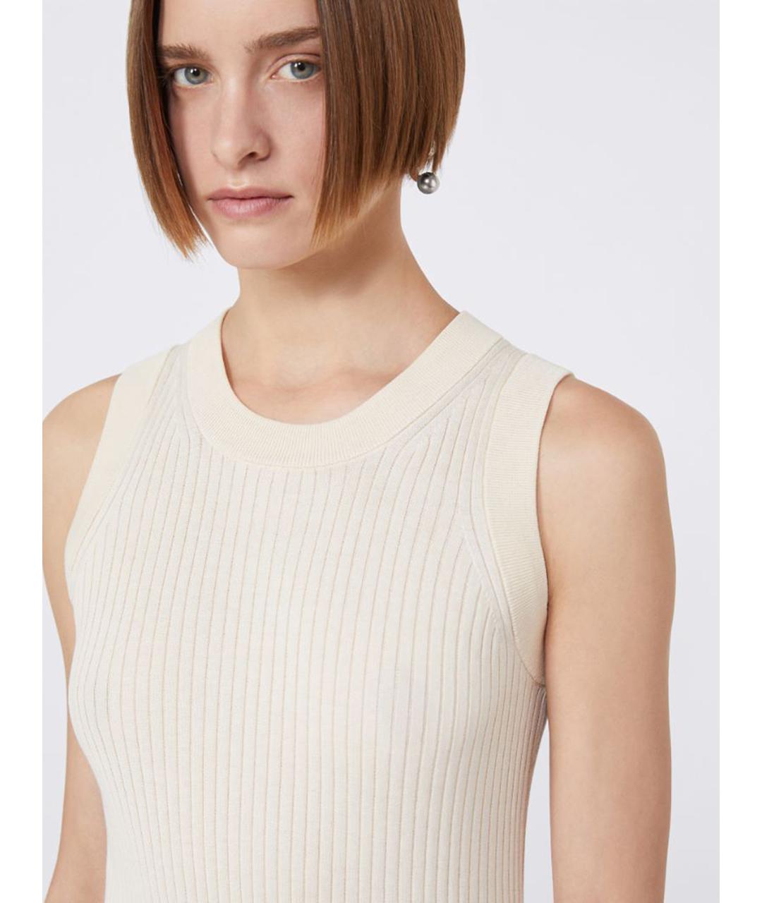 SPORTMAX Бежевая хлопковая майка, фото 5