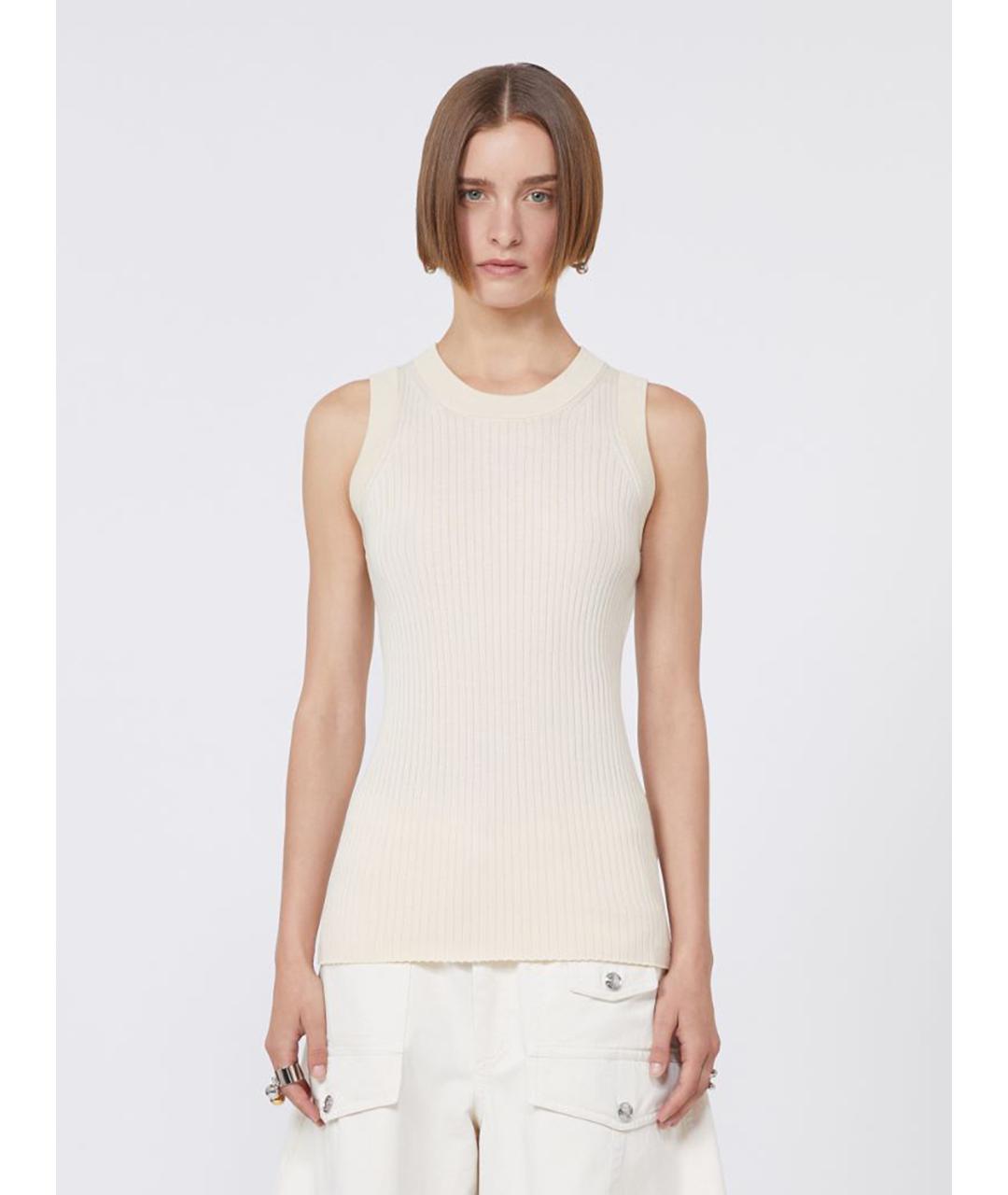 SPORTMAX Бежевая хлопковая майка, фото 3