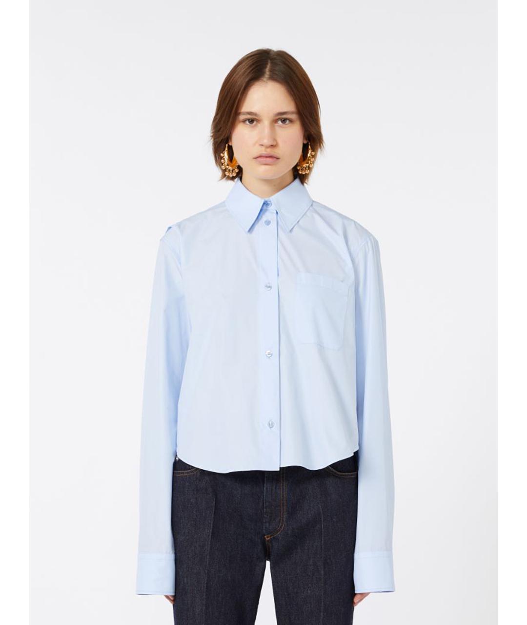 SPORTMAX Синяя хлопковая рубашка, фото 5