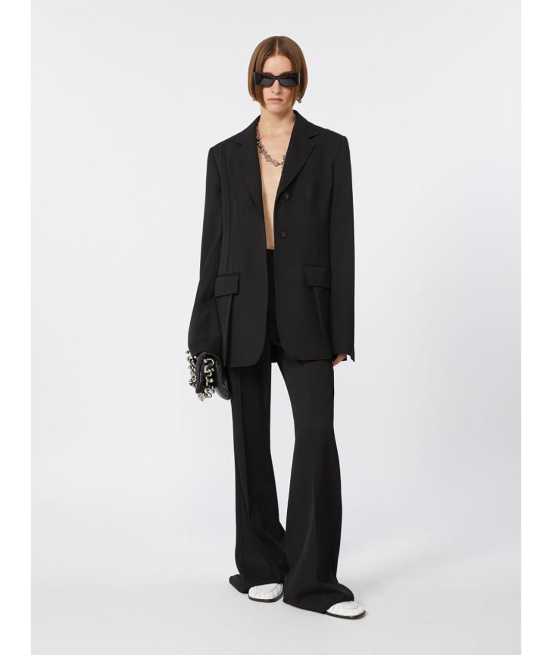 SPORTMAX Черные вискозные брюки широкие, фото 2