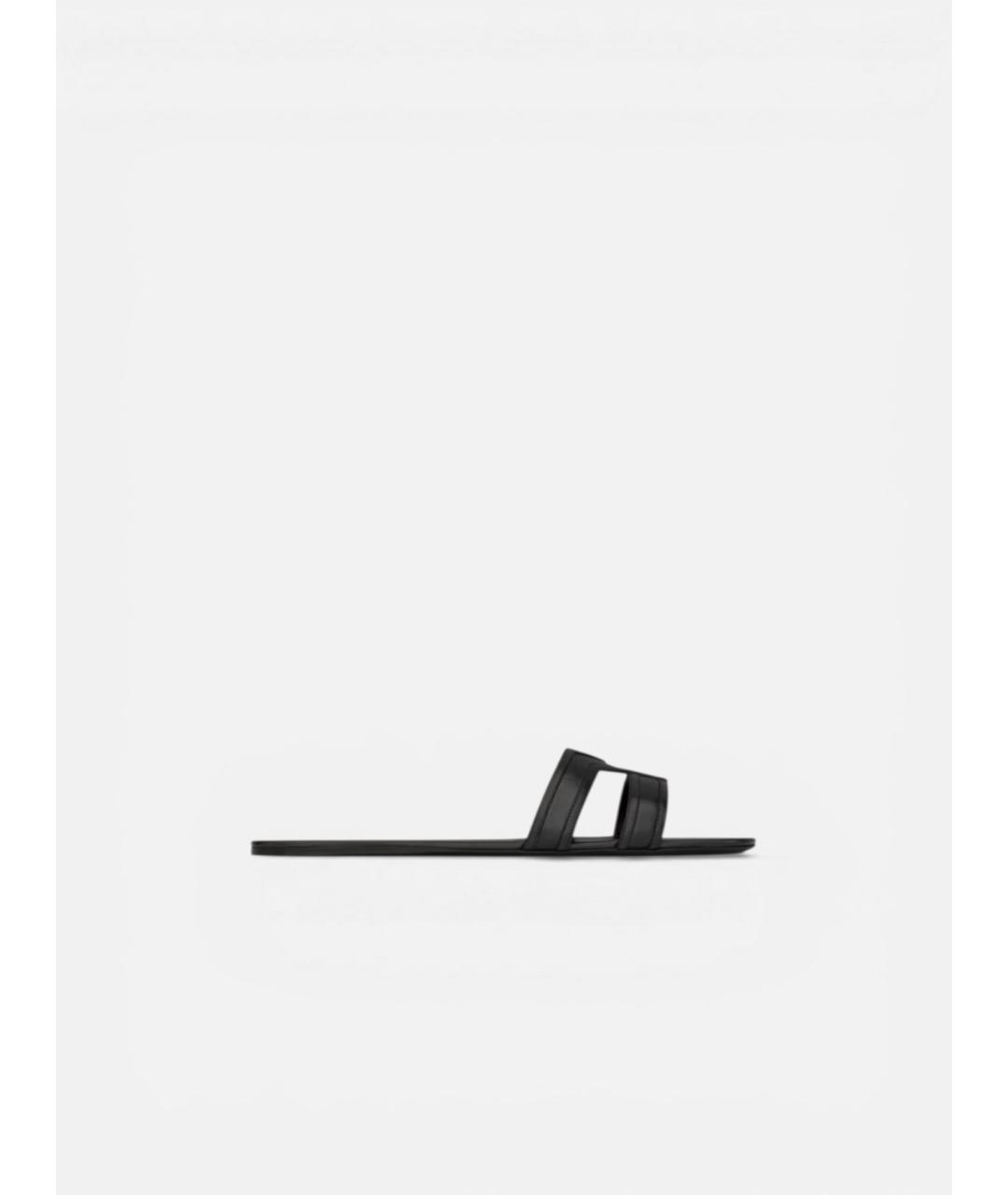 SAINT LAURENT Черные кожаные шлепанцы, фото 4