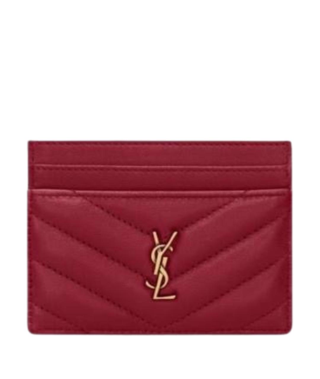 SAINT LAURENT Красный кожаный кардхолдер, фото 1