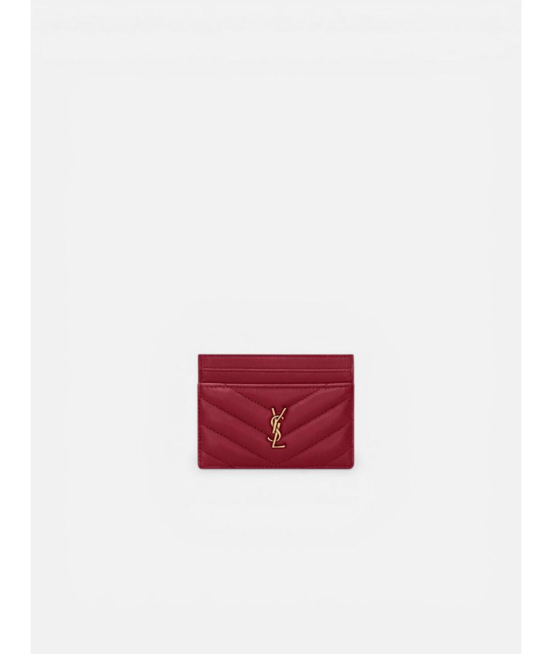 SAINT LAURENT Красный кожаный кардхолдер, фото 3