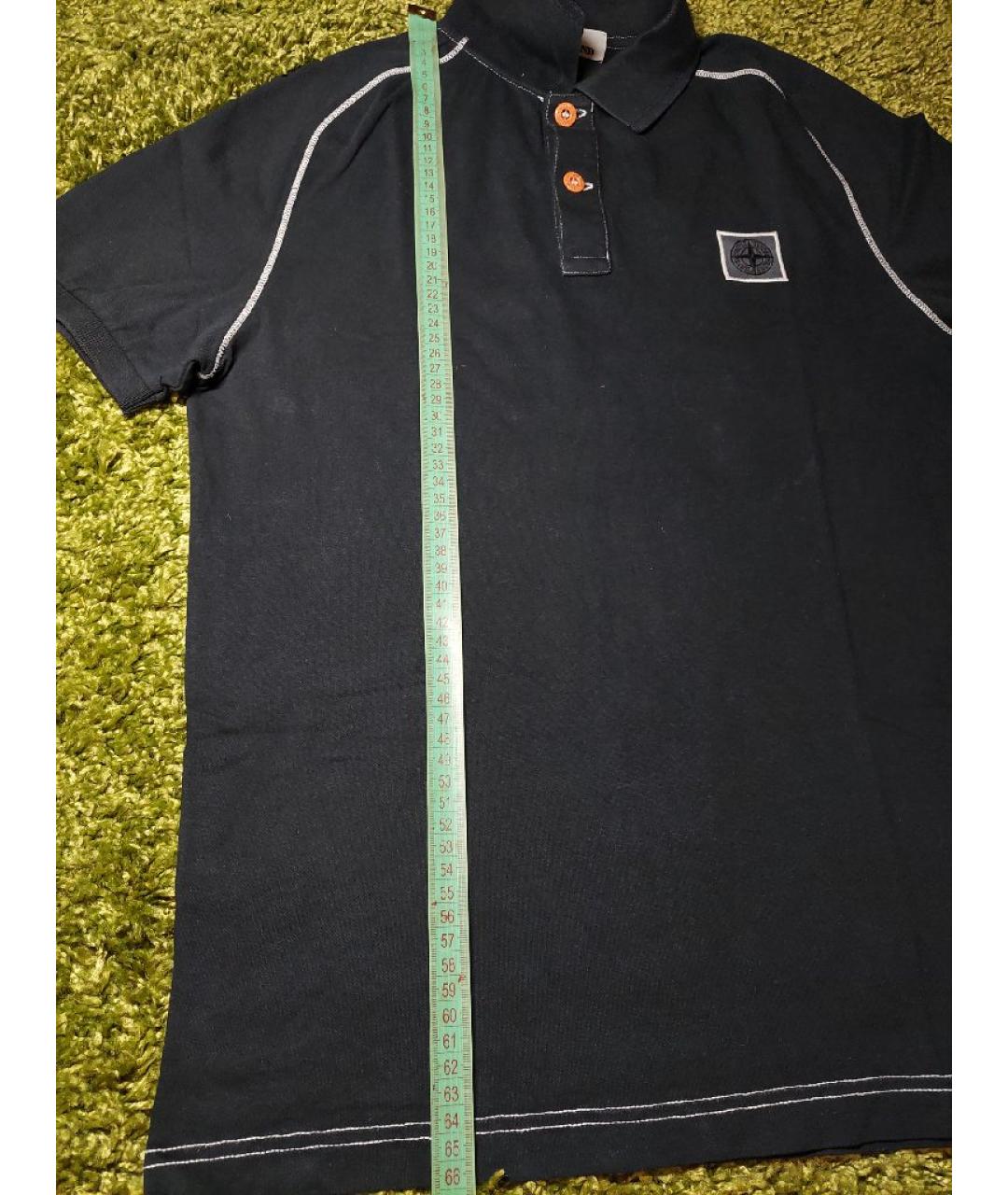 STONE ISLAND Черное хлопко-эластановое поло с коротким рукавом, фото 7