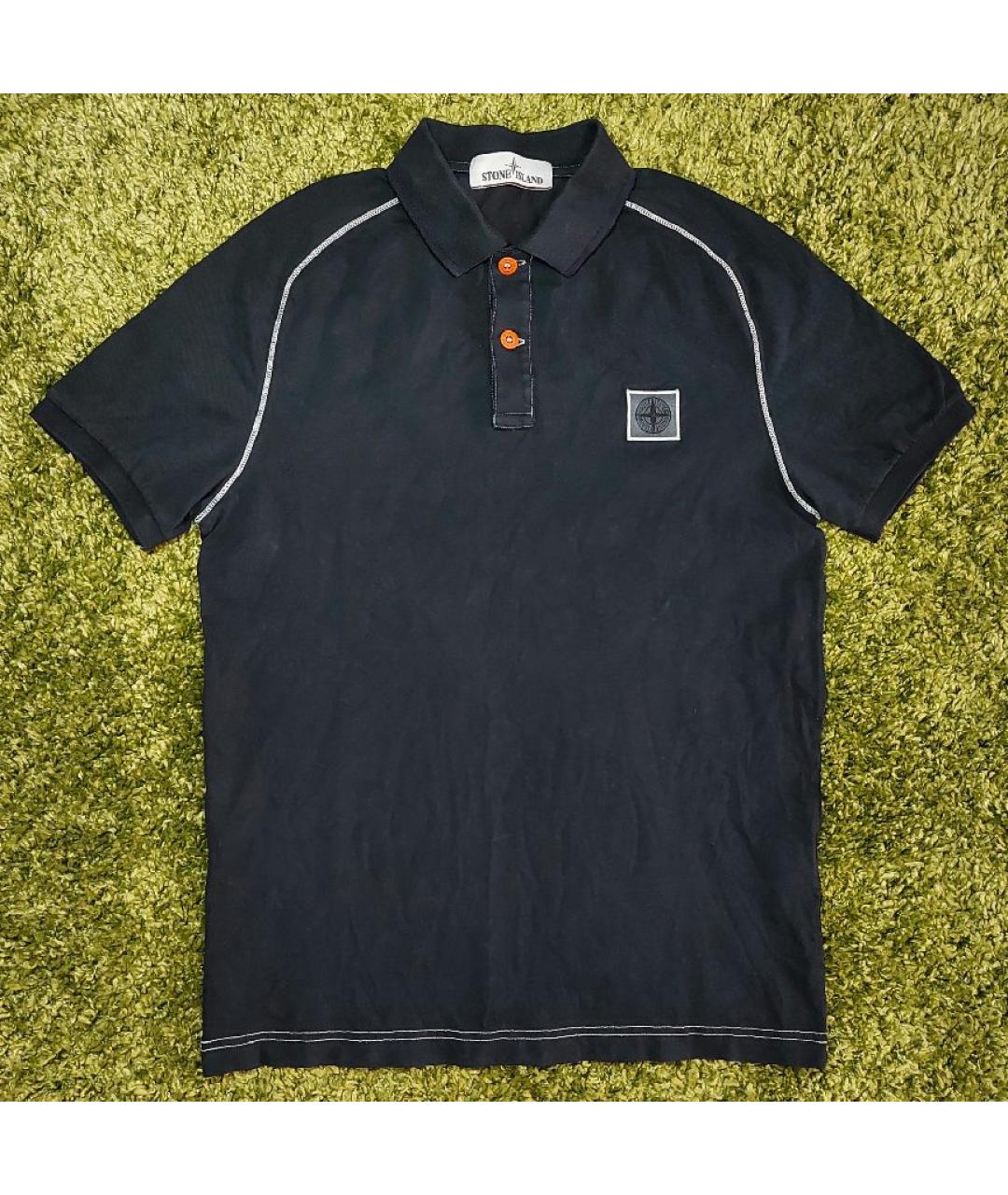 STONE ISLAND Черное хлопко-эластановое поло с коротким рукавом, фото 10