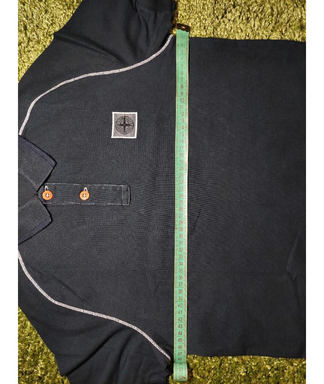 STONE ISLAND Черное хлопко-эластановое поло с коротким рукавом, фото 9