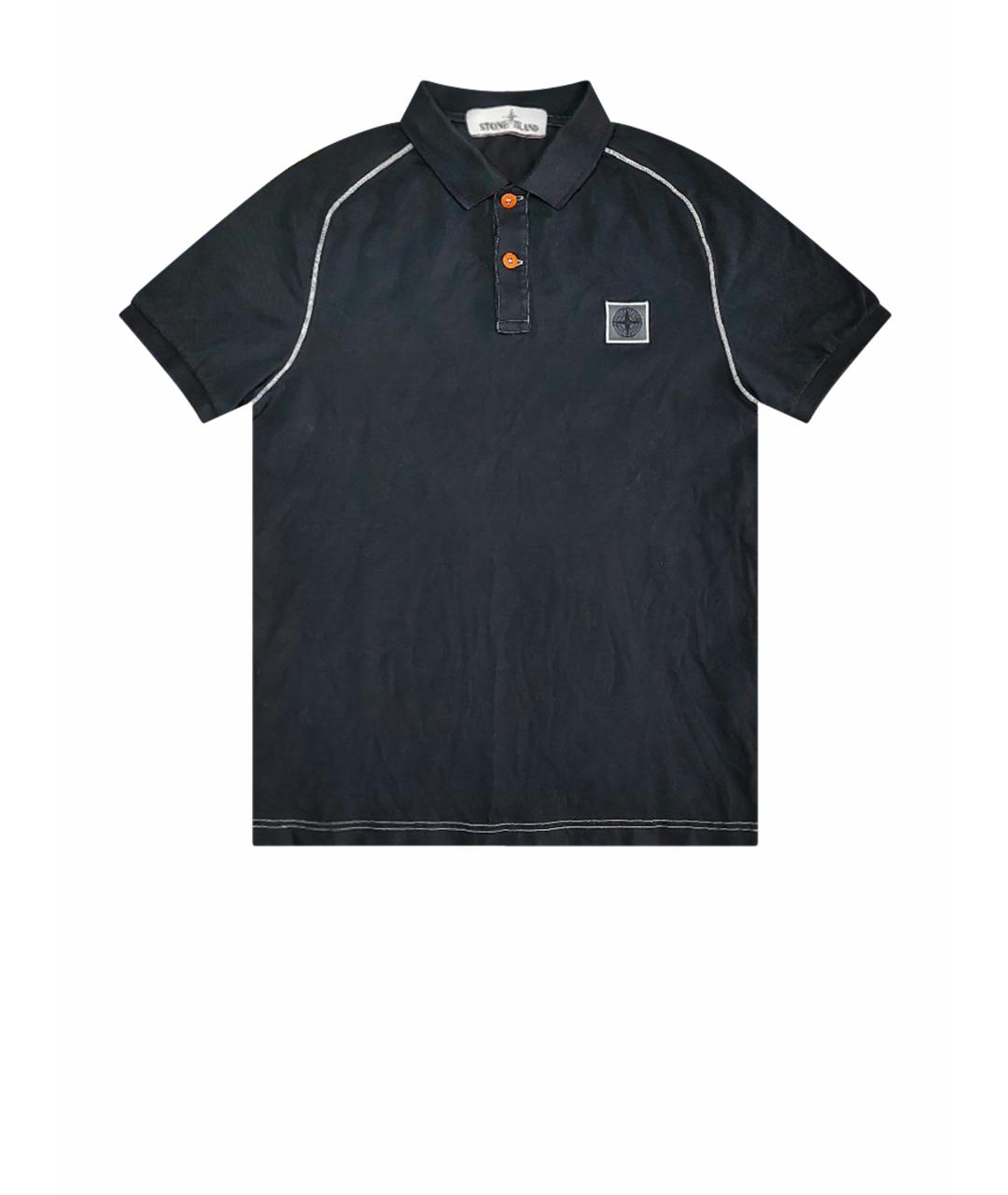 STONE ISLAND Черное хлопко-эластановое поло с коротким рукавом, фото 1