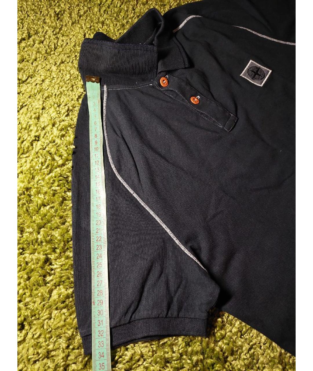 STONE ISLAND Черное хлопко-эластановое поло с коротким рукавом, фото 8