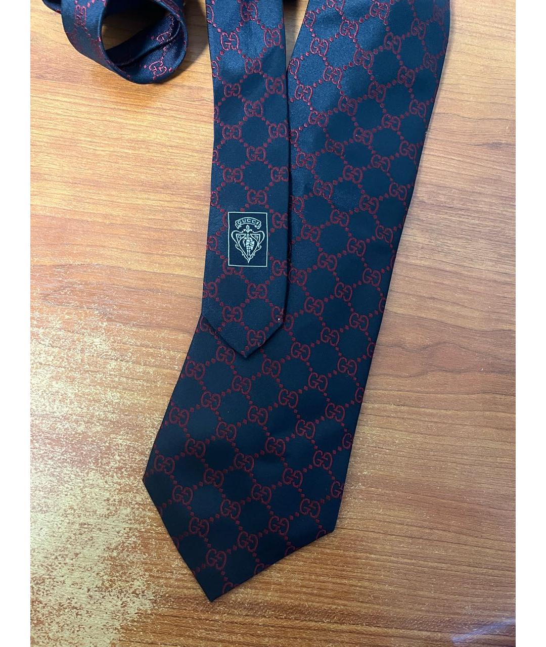 GUCCI Темно-синий шелковый галстук, фото 3