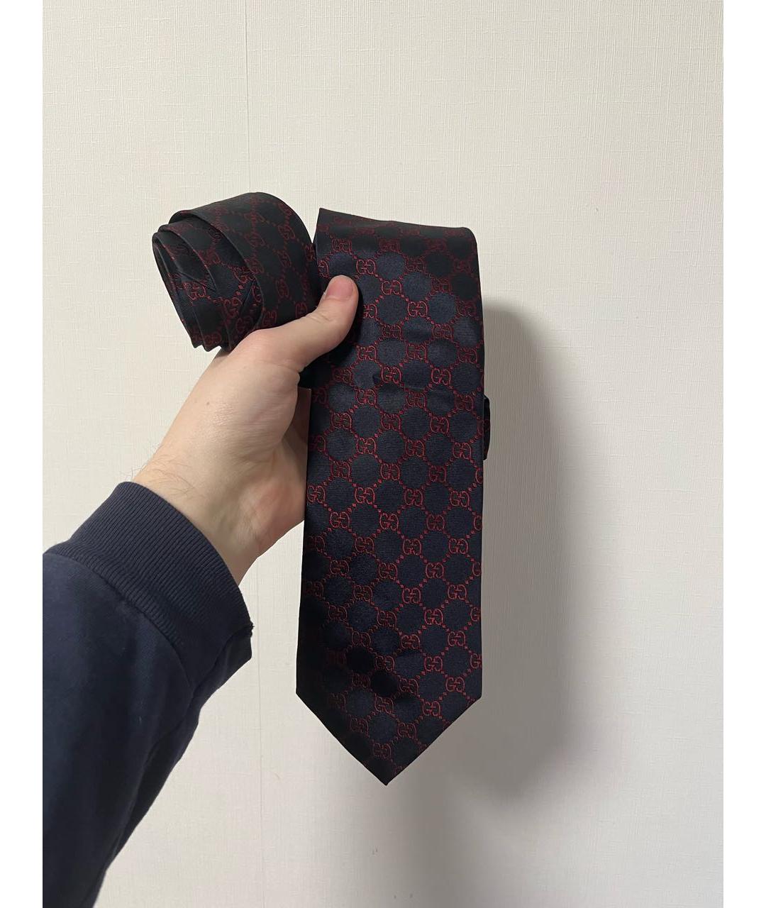 GUCCI Темно-синий шелковый галстук, фото 2