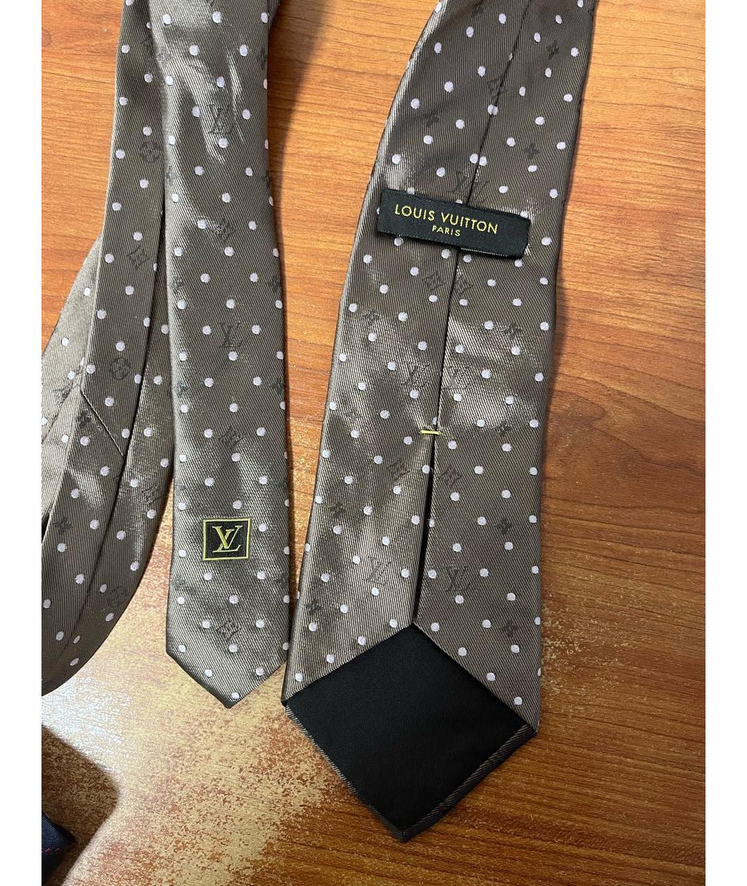 LOUIS VUITTON Бежевый шелковый галстук, фото 3