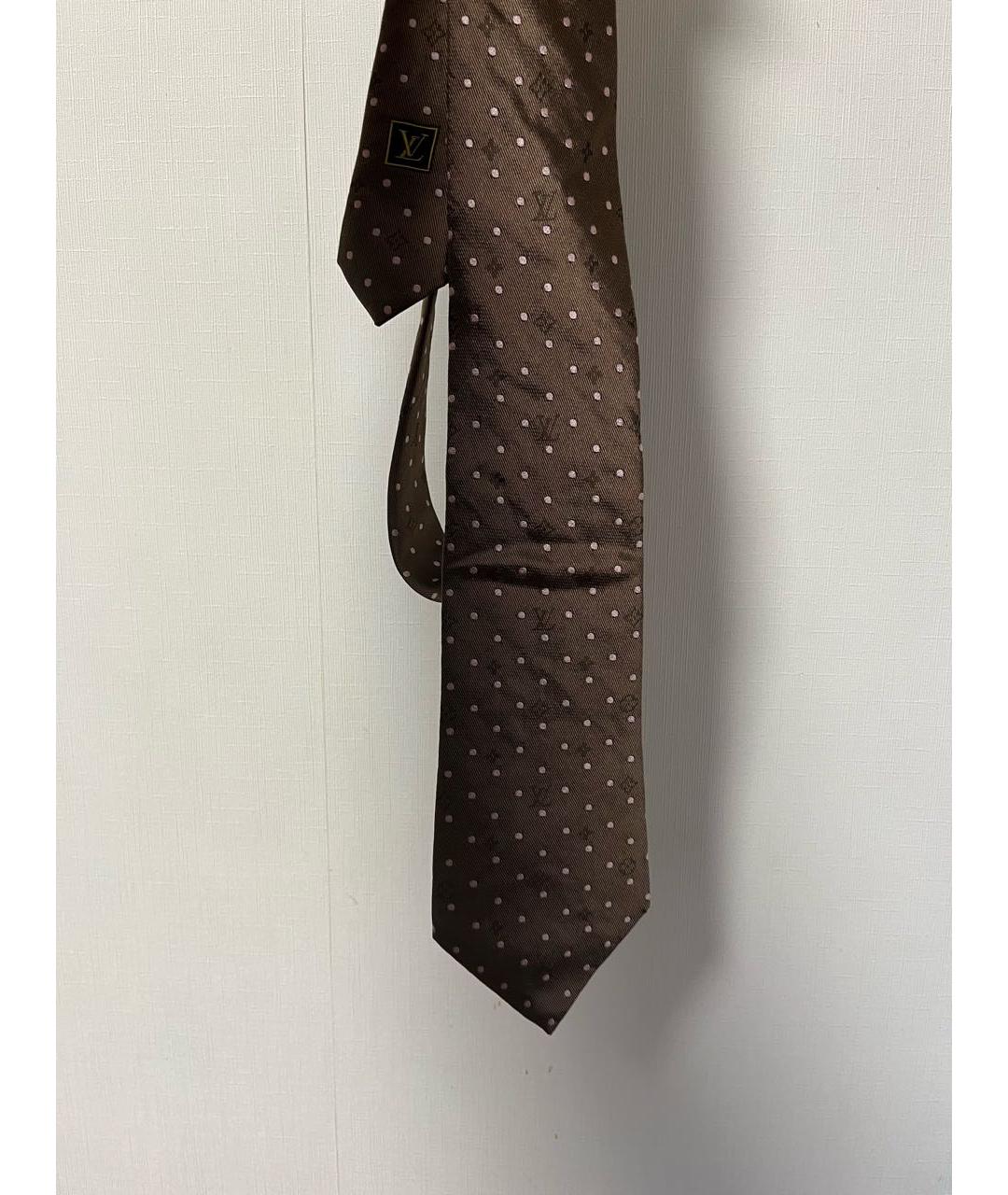 LOUIS VUITTON Бежевый шелковый галстук, фото 5