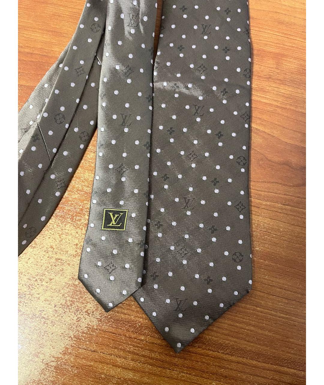 LOUIS VUITTON Бежевый шелковый галстук, фото 2