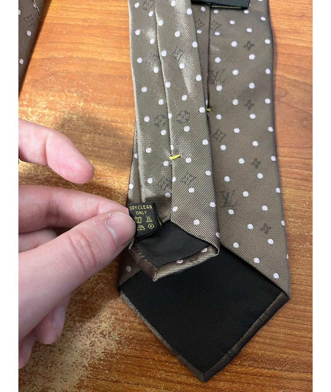 LOUIS VUITTON Бежевый шелковый галстук, фото 4