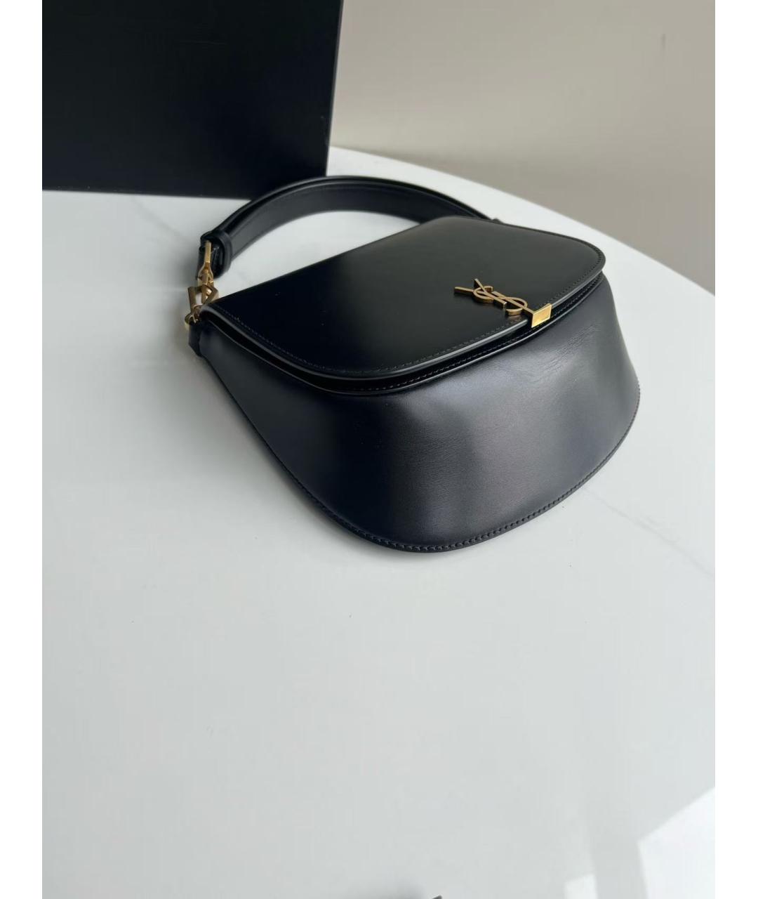 SAINT LAURENT Черная кожаная сумка через плечо, фото 2