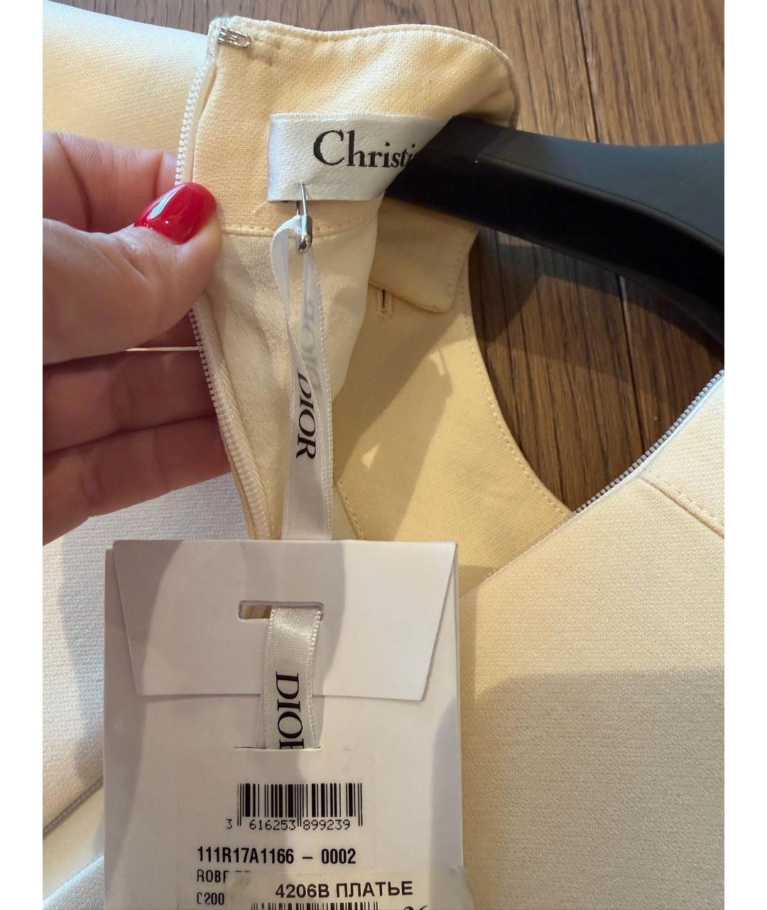 CHRISTIAN DIOR Белое шерстяное коктейльное платье, фото 4