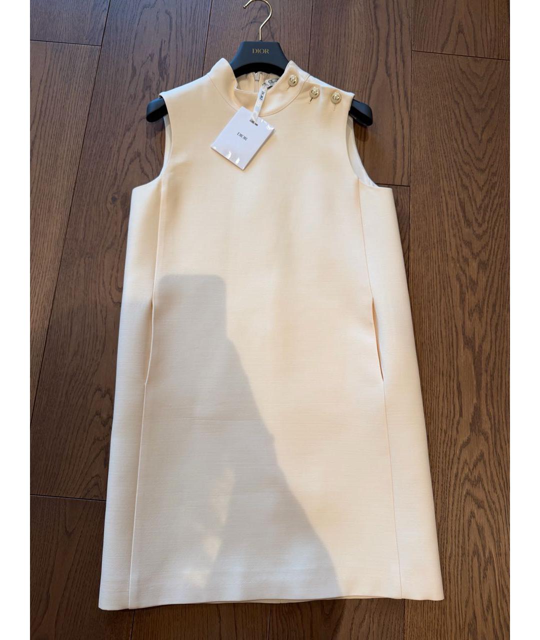 CHRISTIAN DIOR Белое шерстяное коктейльное платье, фото 7
