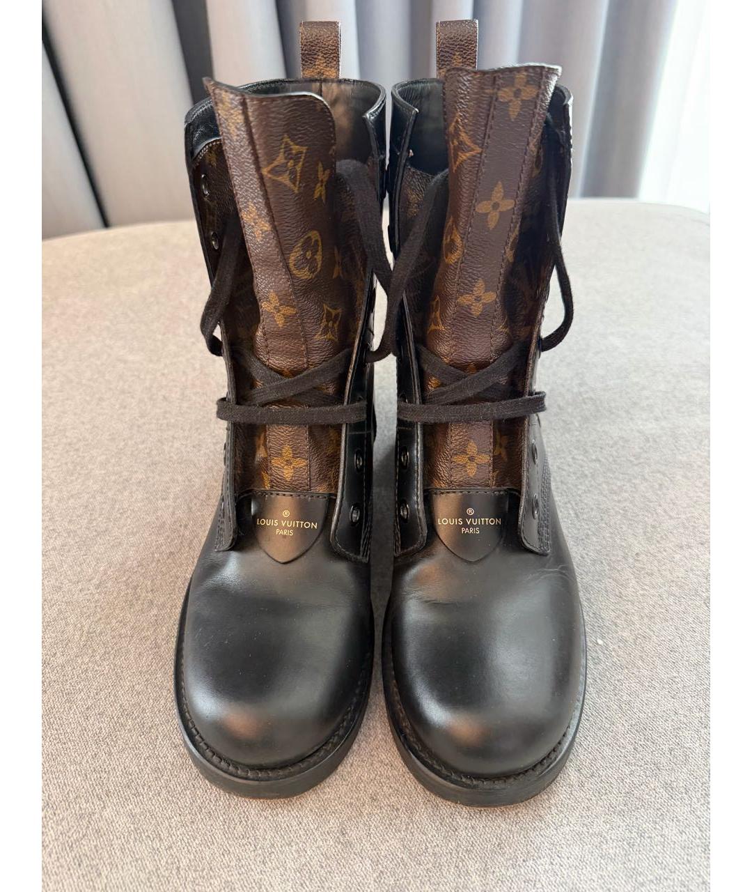 LOUIS VUITTON Черные кожаные ботинки, фото 2