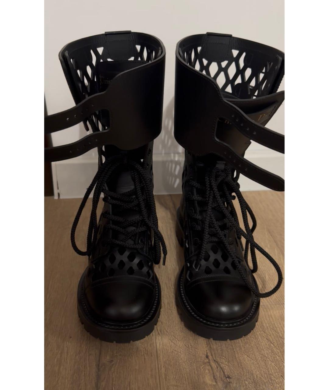 CHRISTIAN DIOR Черные кожаные ботинки, фото 2