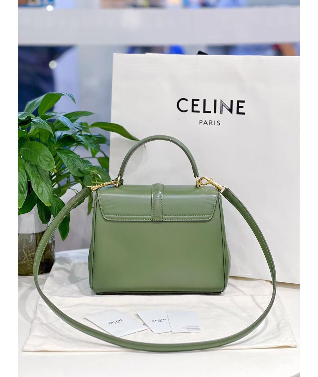CELINE Зеленая кожаная сумка через плечо, фото 3