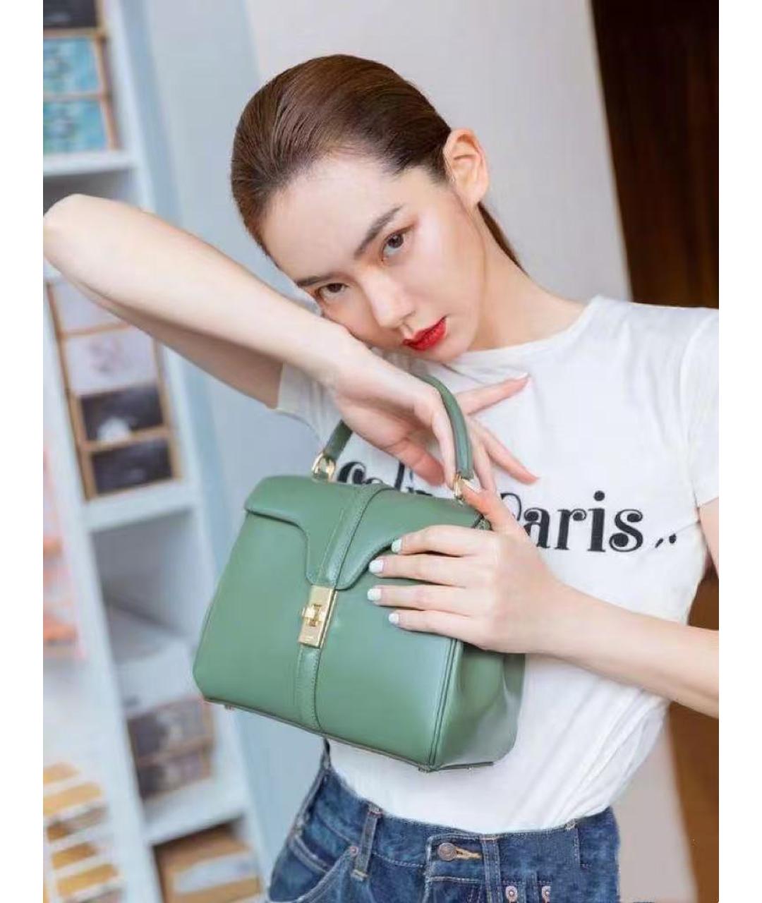 CELINE Зеленая кожаная сумка через плечо, фото 6