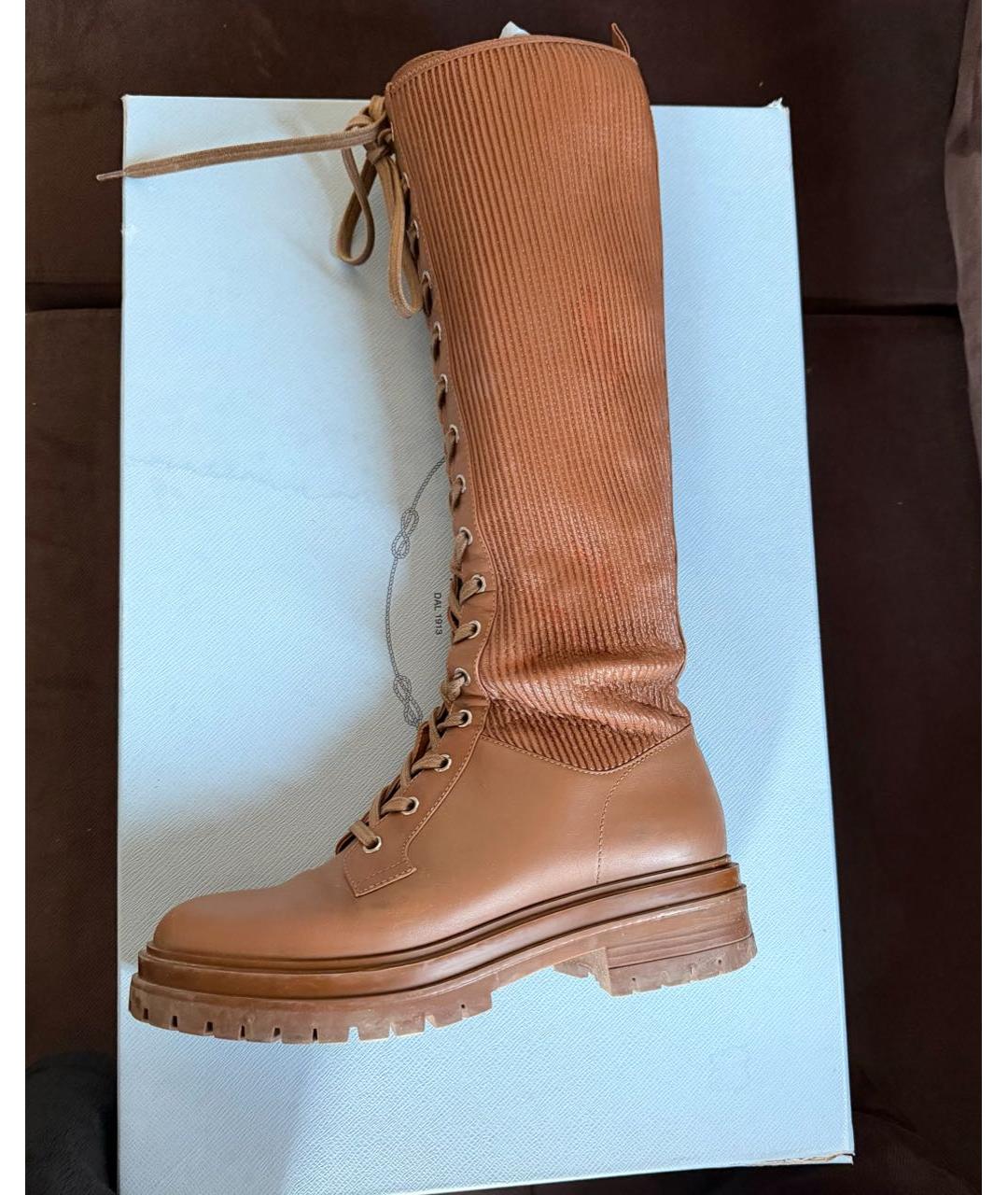 GIANVITO ROSSI Горчичные кожаные полусапоги, фото 4