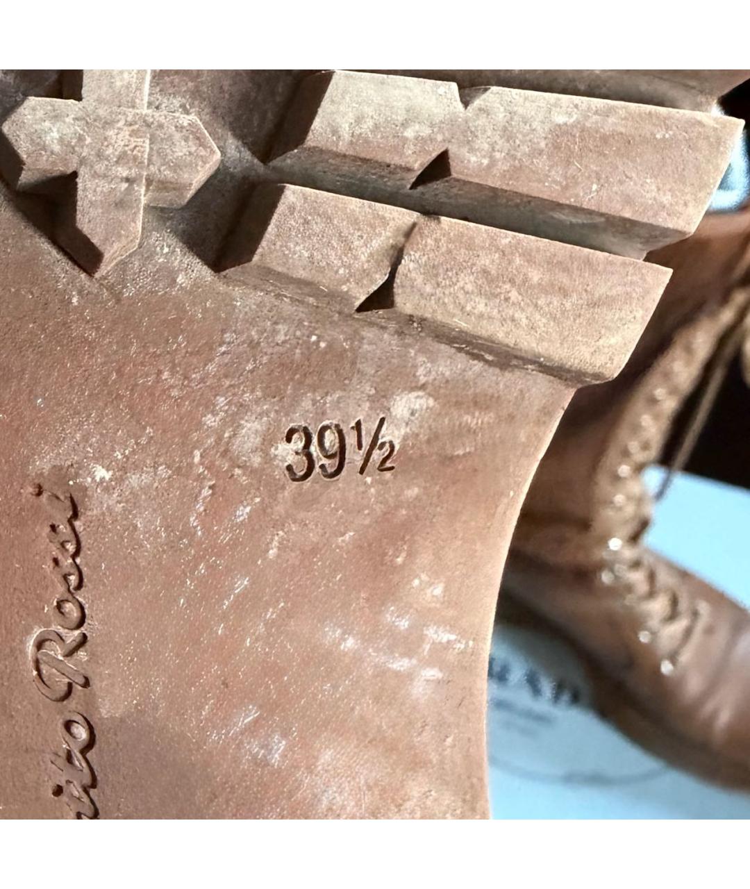 GIANVITO ROSSI Горчичные кожаные полусапоги, фото 7