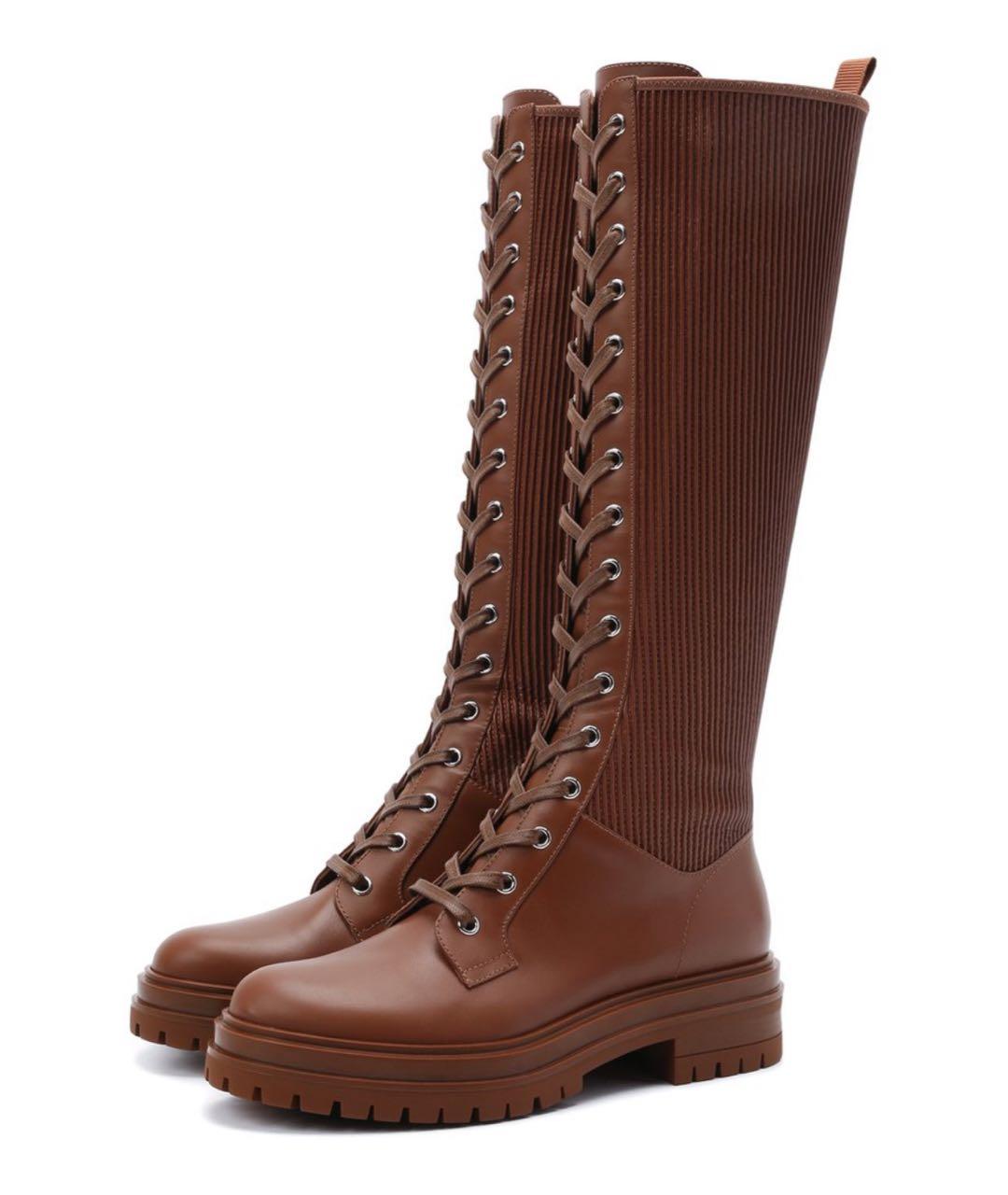 GIANVITO ROSSI Горчичные кожаные полусапоги, фото 8