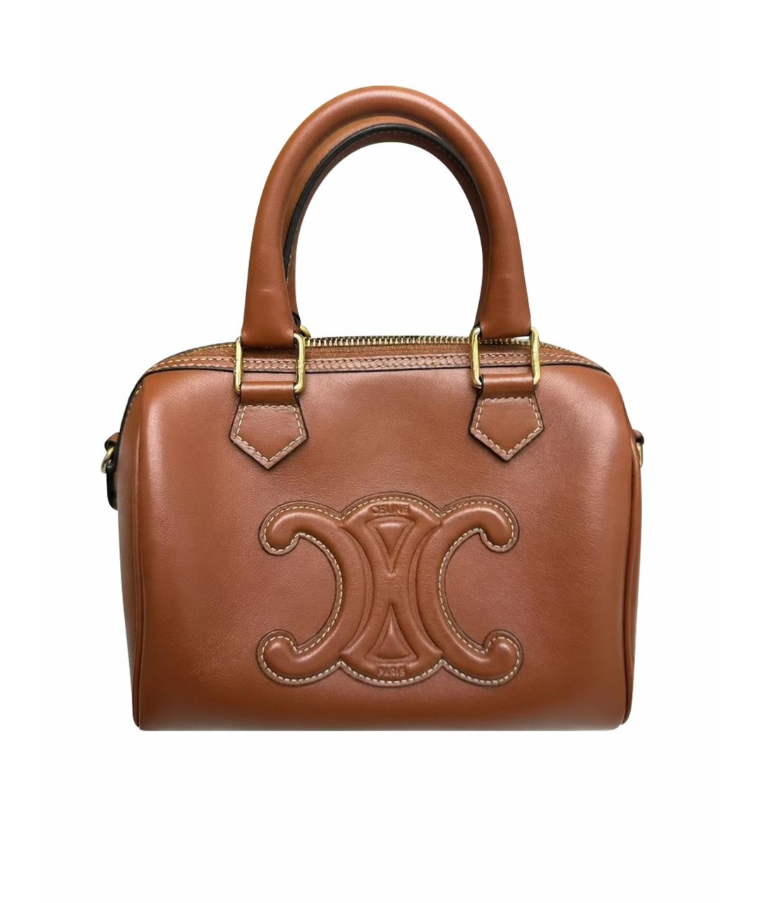 CELINE Коричневая кожаная сумка с короткими ручками, фото 1