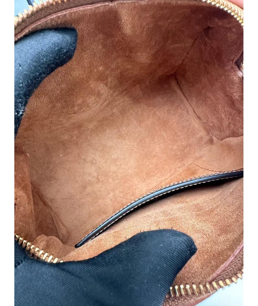 CELINE Коричневая кожаная сумка с короткими ручками, фото 5