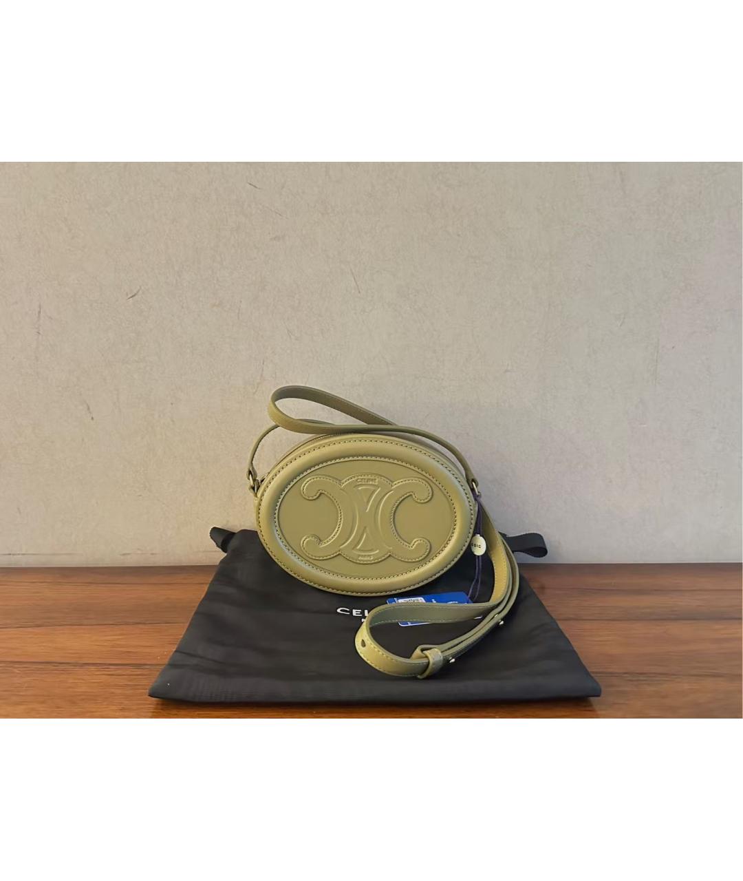 CELINE Салатовая кожаная сумка через плечо, фото 5