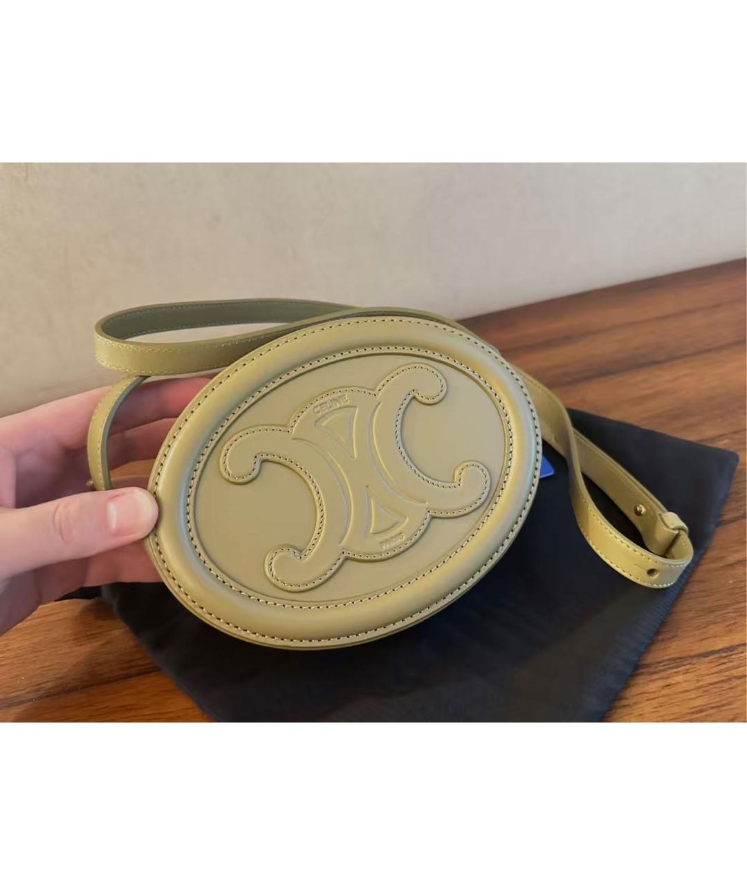 CELINE Салатовая кожаная сумка через плечо, фото 2