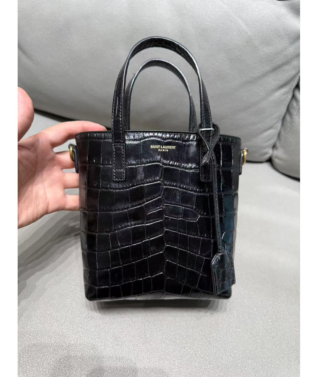 SAINT LAURENT Черная кожаная сумка через плечо, фото 3