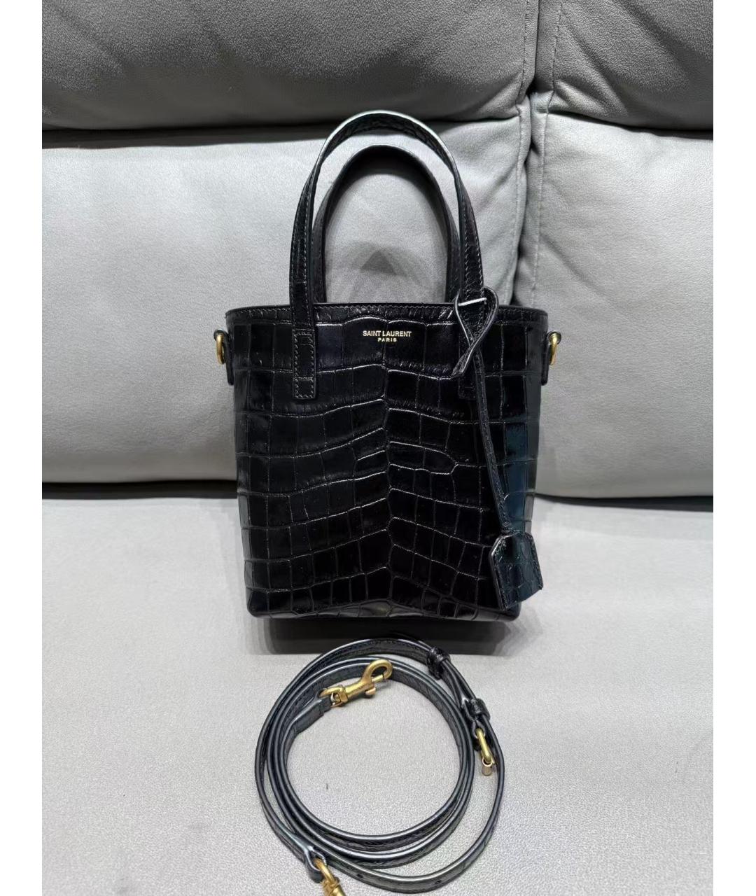 SAINT LAURENT Черная кожаная сумка через плечо, фото 2