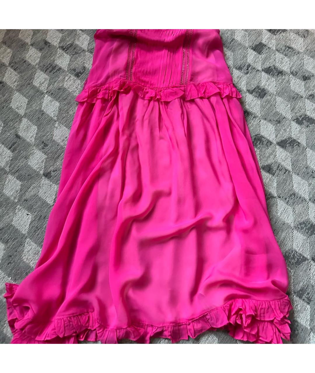 TWIN-SET Фуксия шифоновое коктейльное платье, фото 8