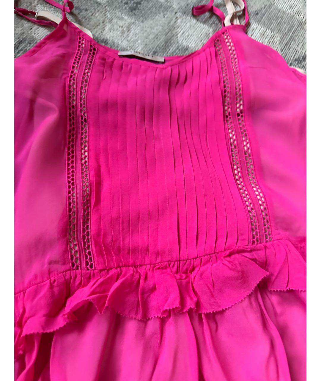 TWIN-SET Фуксия шифоновое коктейльное платье, фото 6