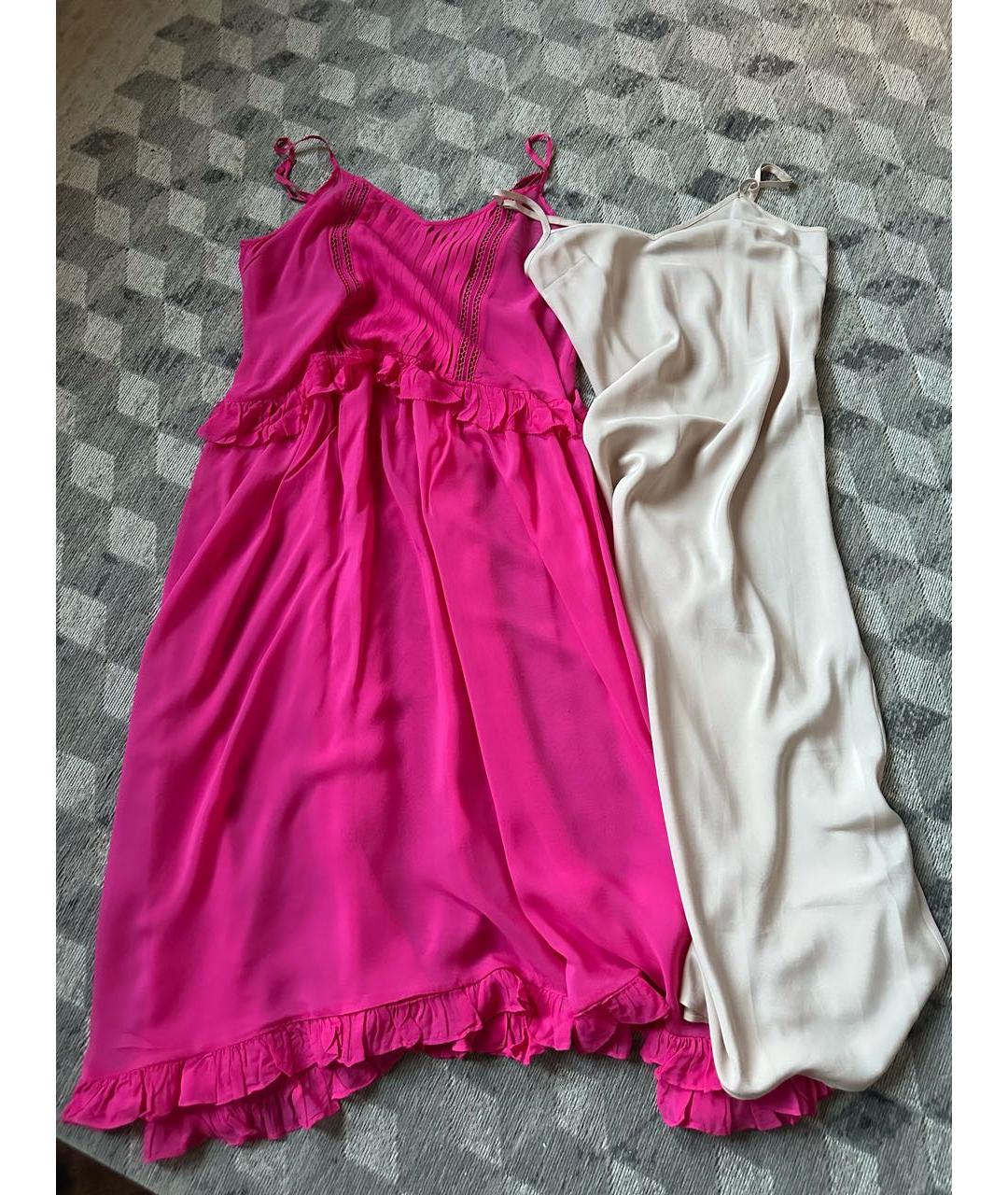 TWIN-SET Фуксия шифоновое коктейльное платье, фото 2