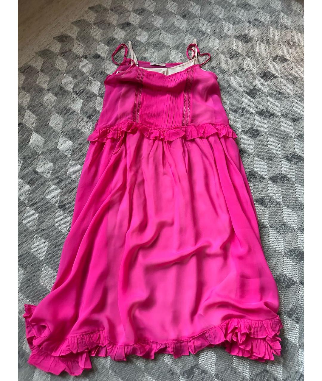 TWIN-SET Фуксия шифоновое коктейльное платье, фото 9