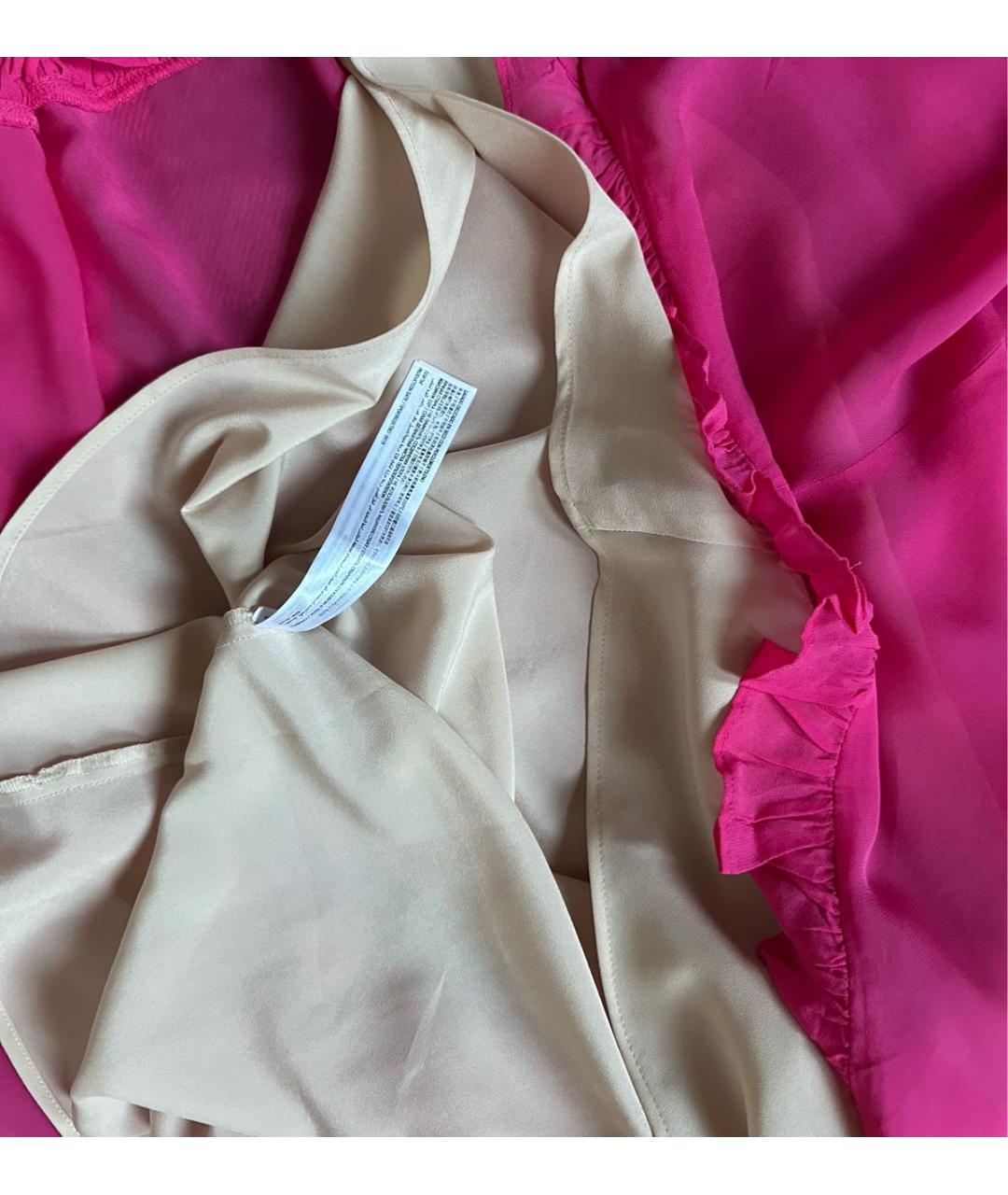 TWIN-SET Фуксия шифоновое коктейльное платье, фото 4