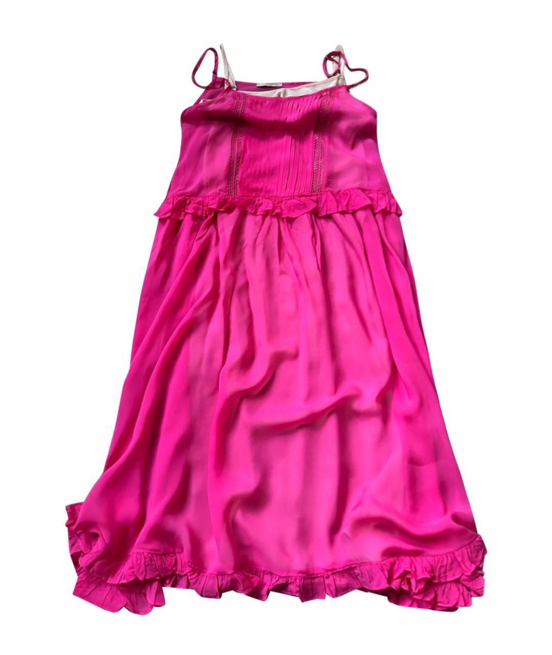 TWIN-SET Фуксия шифоновое коктейльное платье, фото 1