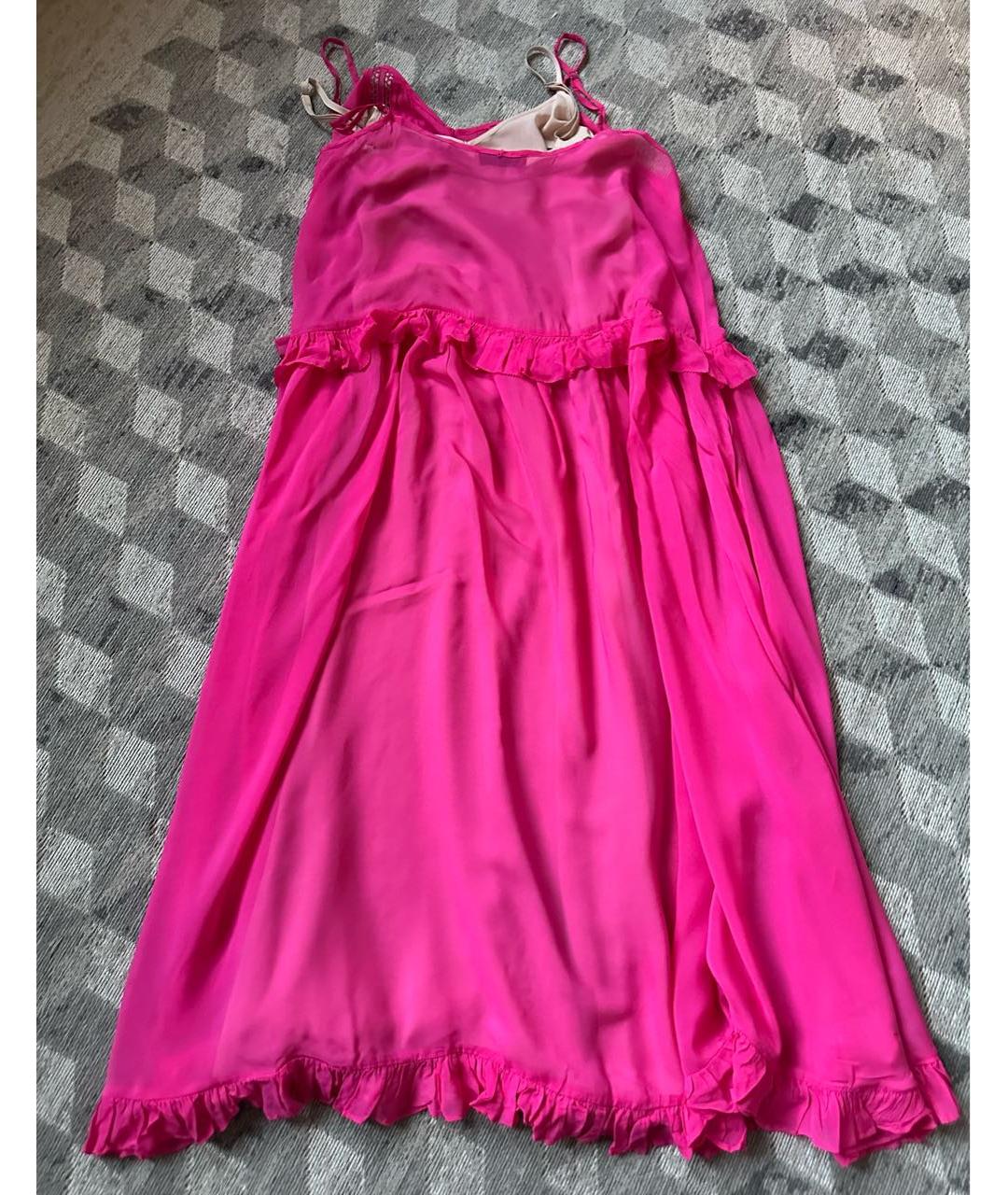 TWIN-SET Фуксия шифоновое коктейльное платье, фото 5