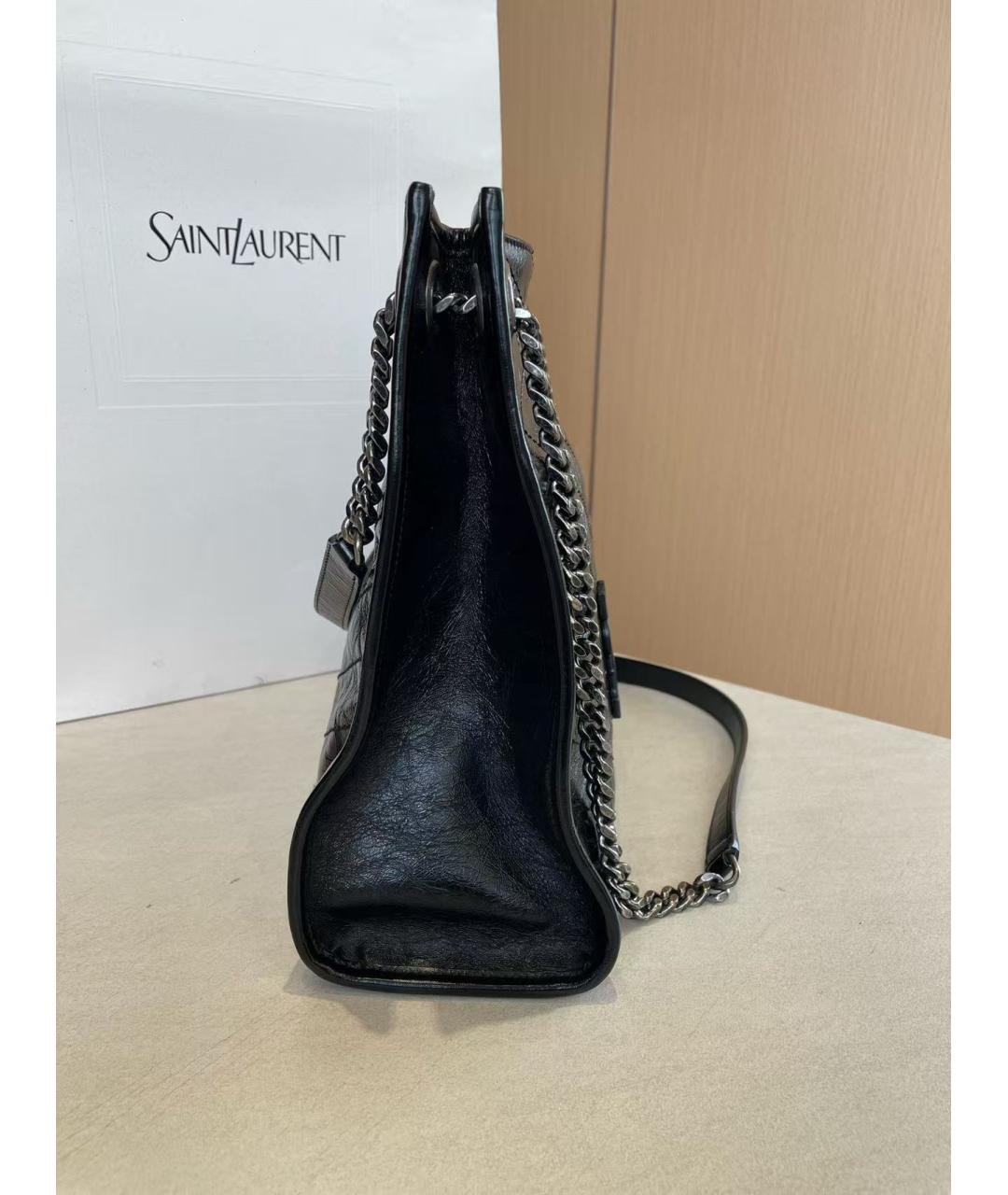 SAINT LAURENT Черная кожаная сумка через плечо, фото 3