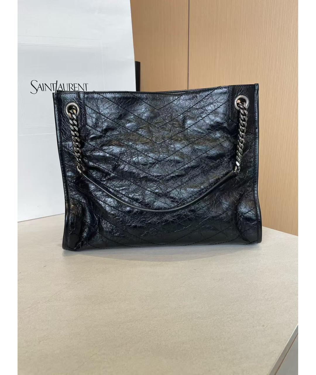 SAINT LAURENT Черная кожаная сумка через плечо, фото 4