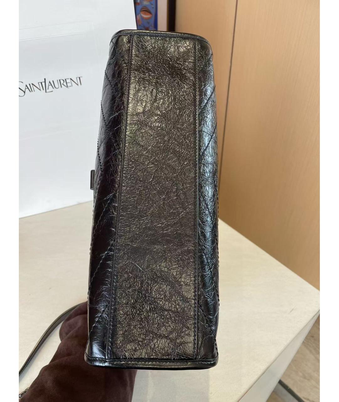 SAINT LAURENT Черная кожаная сумка через плечо, фото 5