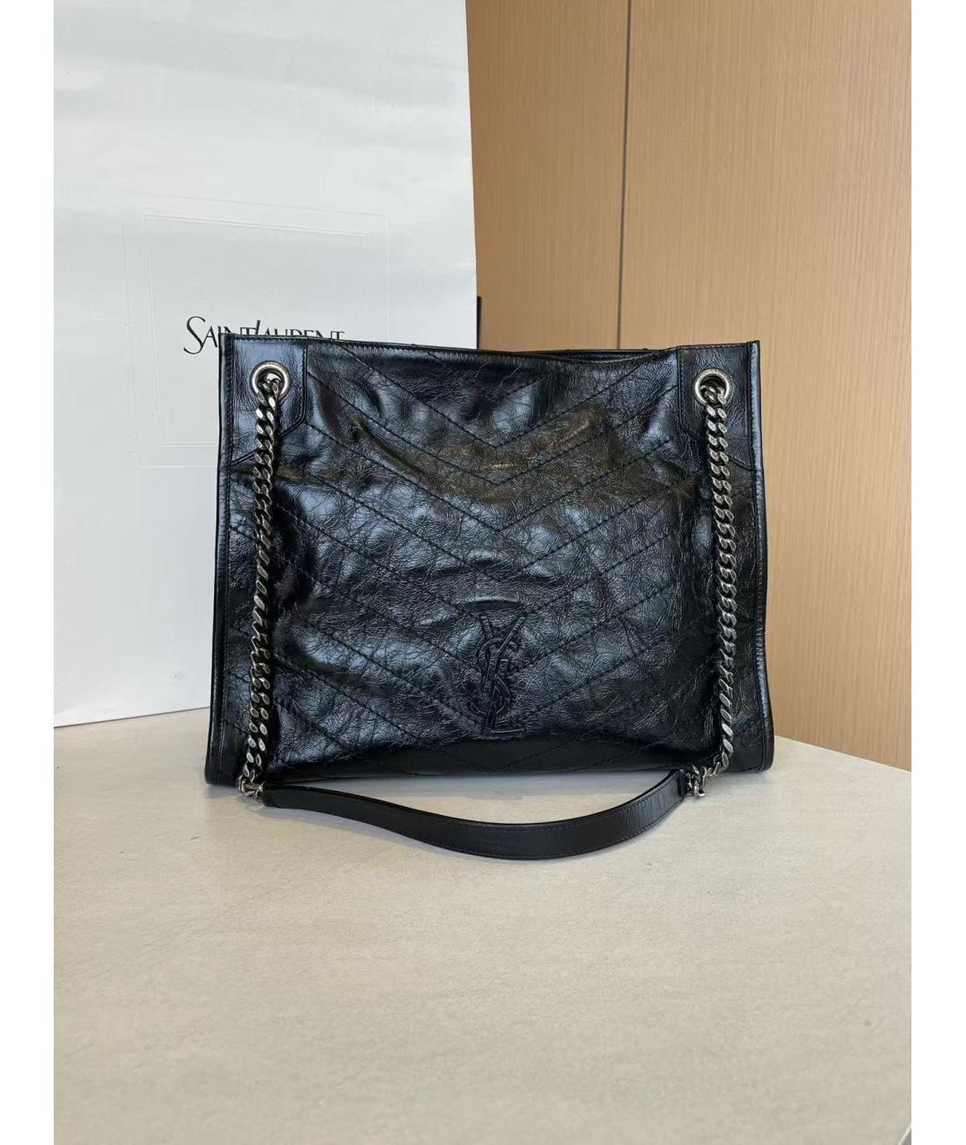 SAINT LAURENT Черная кожаная сумка через плечо, фото 2