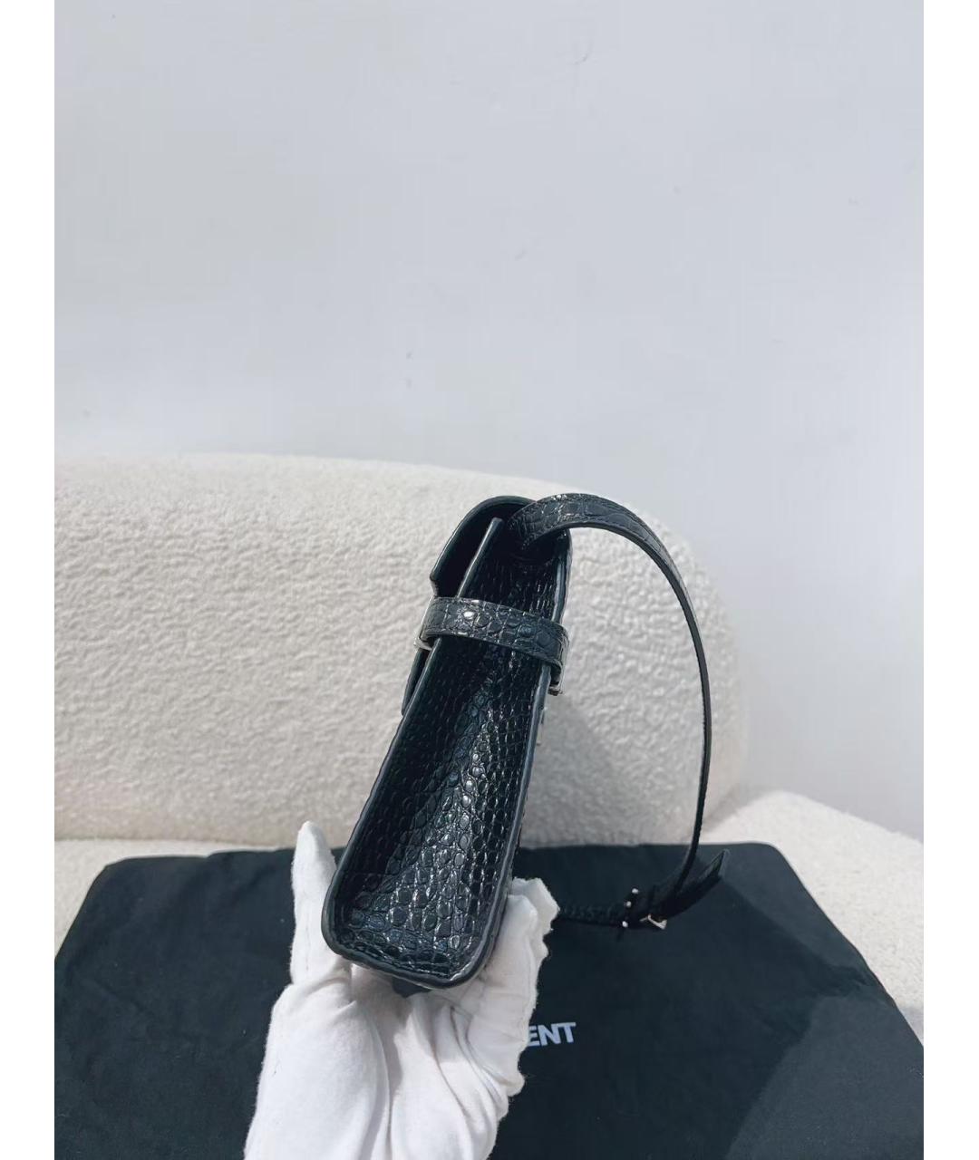 SAINT LAURENT Черная кожаная сумка через плечо, фото 3