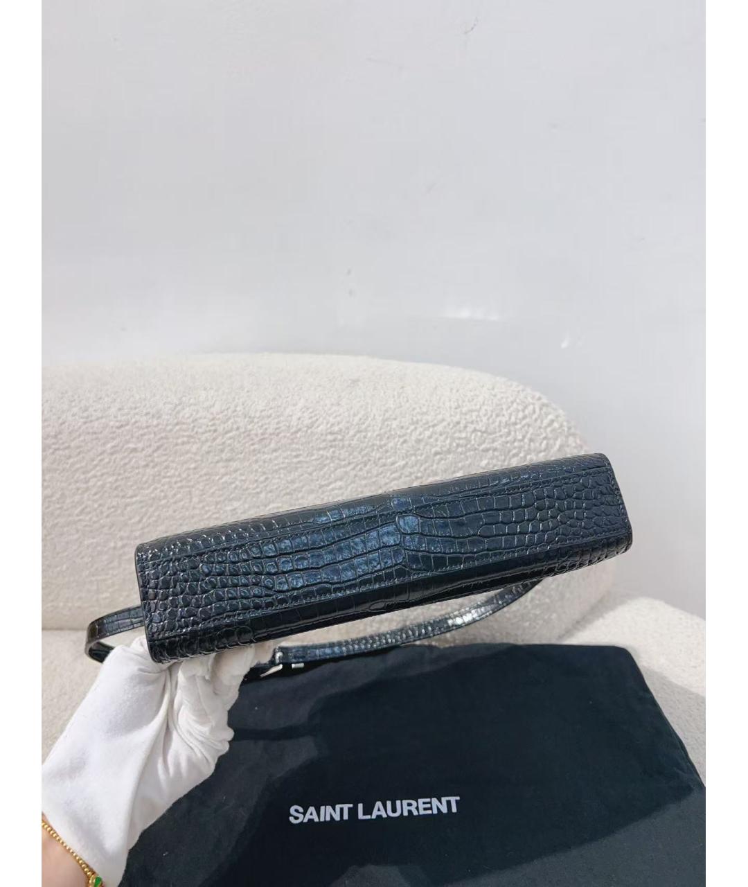 SAINT LAURENT Черная кожаная сумка через плечо, фото 5