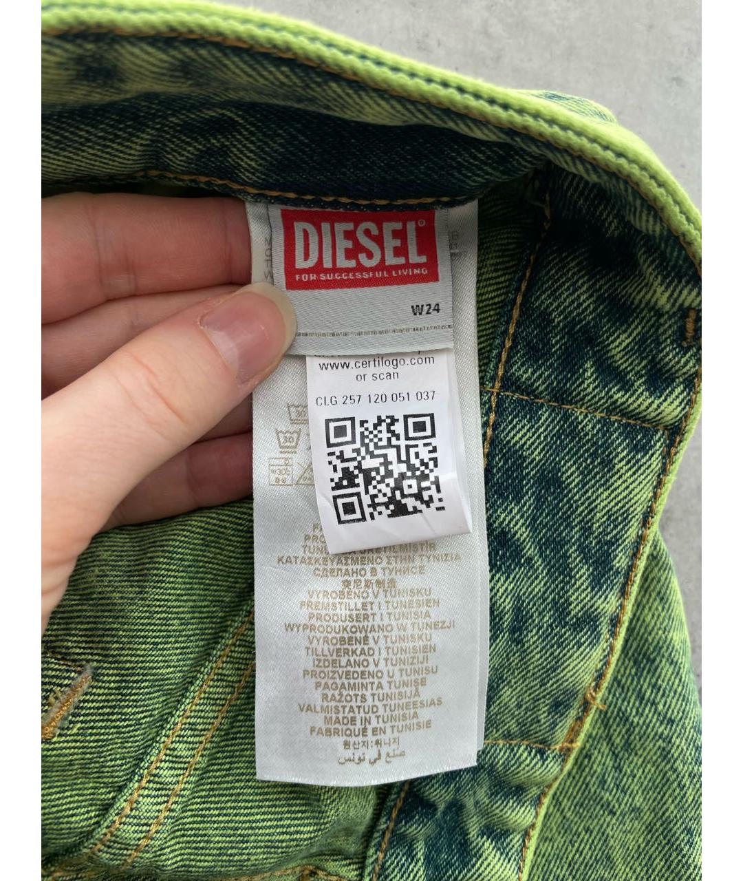 DIESEL Салатовая хлопковая юбка мини, фото 3